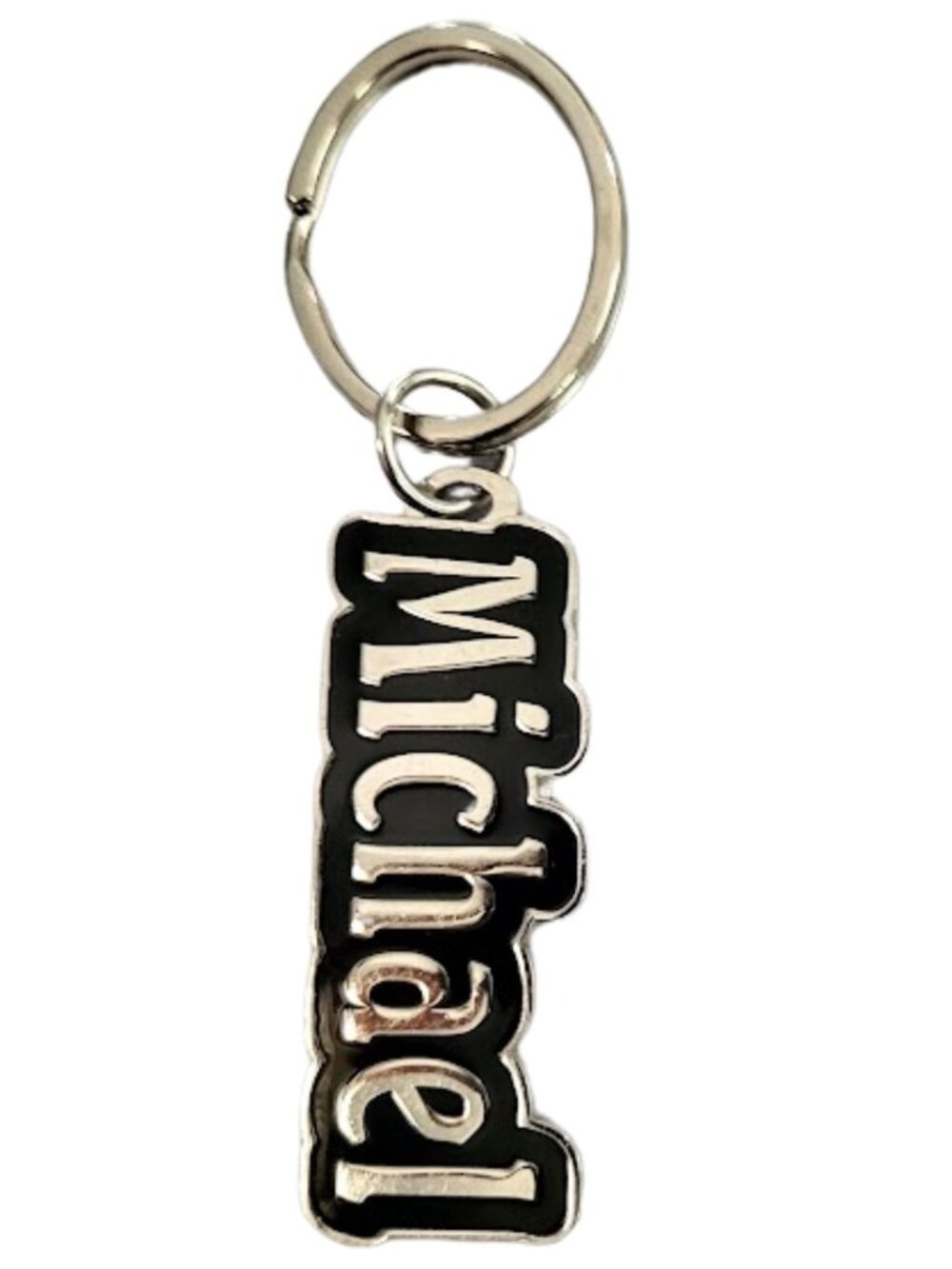 SWIBCO NW0T Black Silver Galaxy Keychain Silver Metal Personalized Name MICHAEL